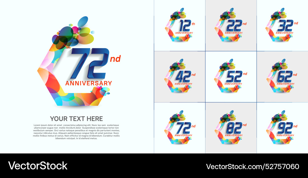 Set of anniversary with colorful color can be use Vector Image