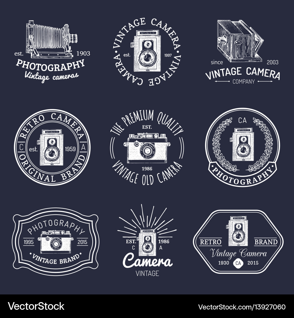 Vintage Camera Logos & Badges Vector Image