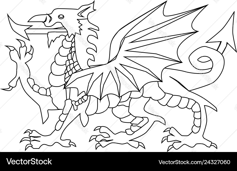 Welsh Dragon Outline vector image