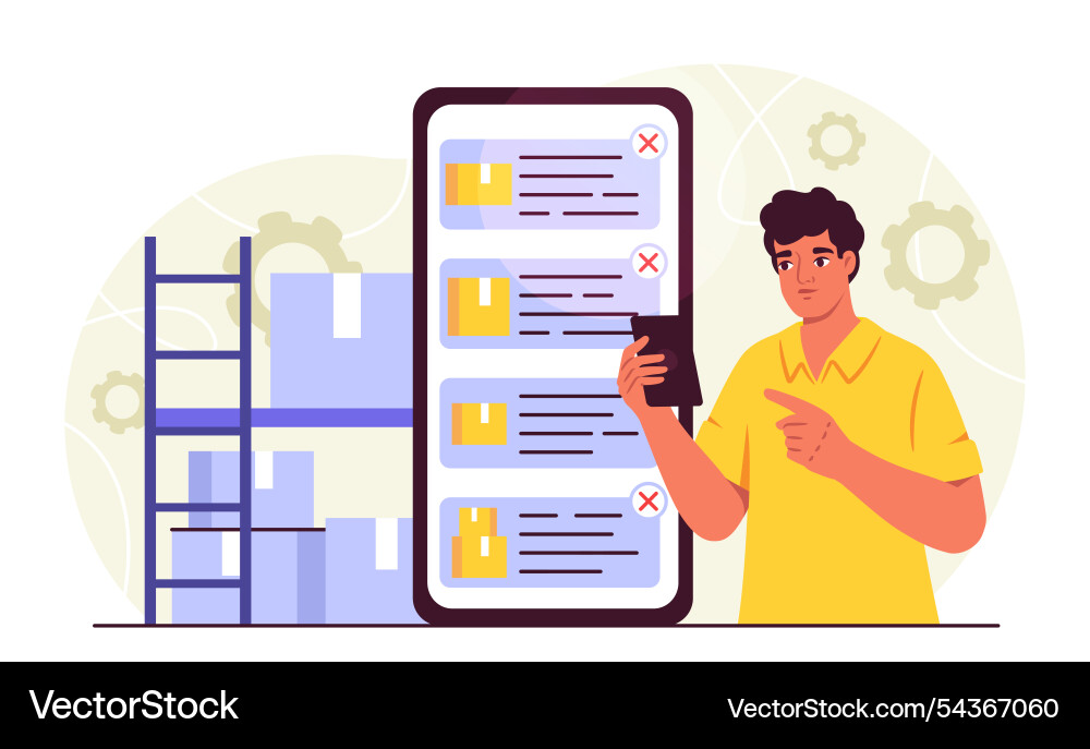 Worker with inventory management man Vector Image