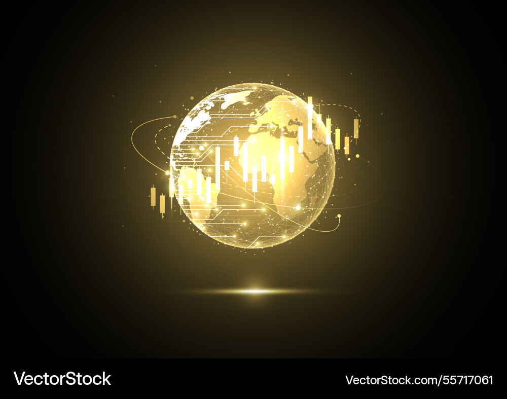 Abstract global network connection on gold Abstract global network connection on gold Vector Image