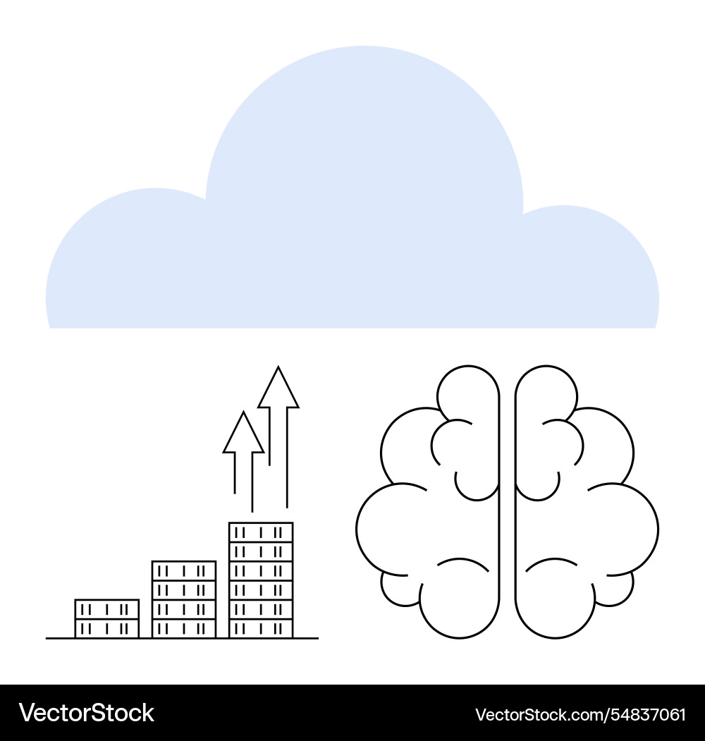 Cloud computing concept with a brain symbolizing Cloud computing concept with a brain symbolizing vector image