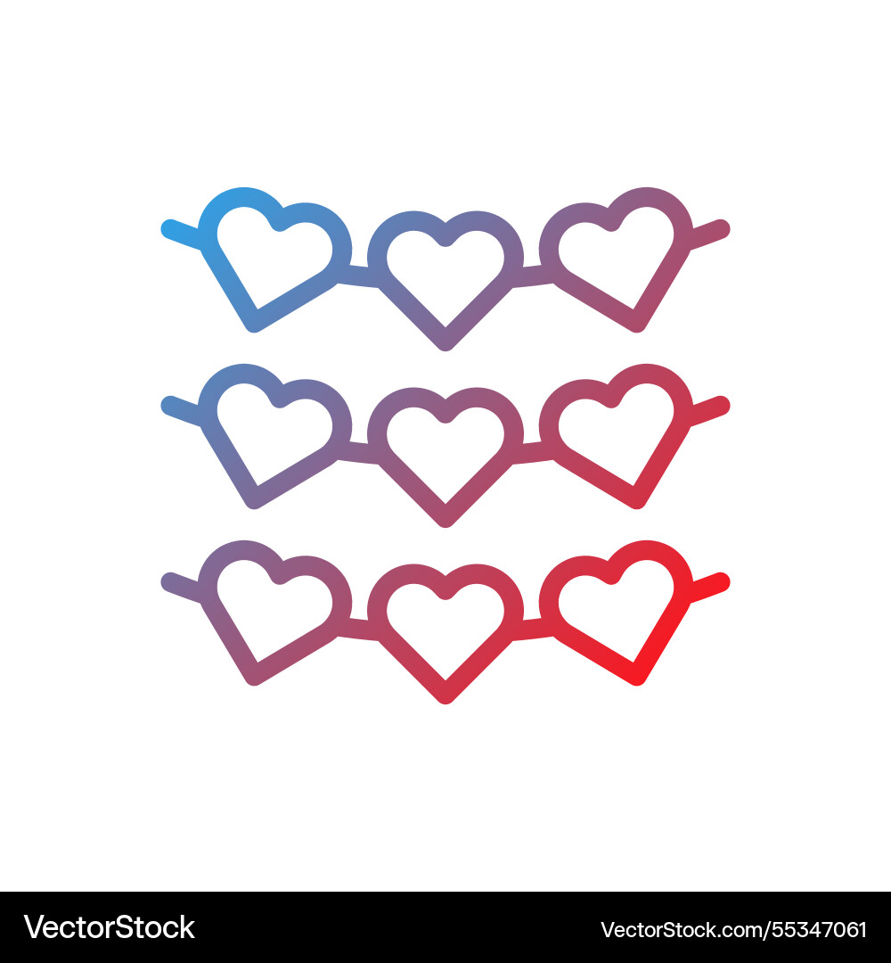 Gradient heart chain linked together design Vector Image