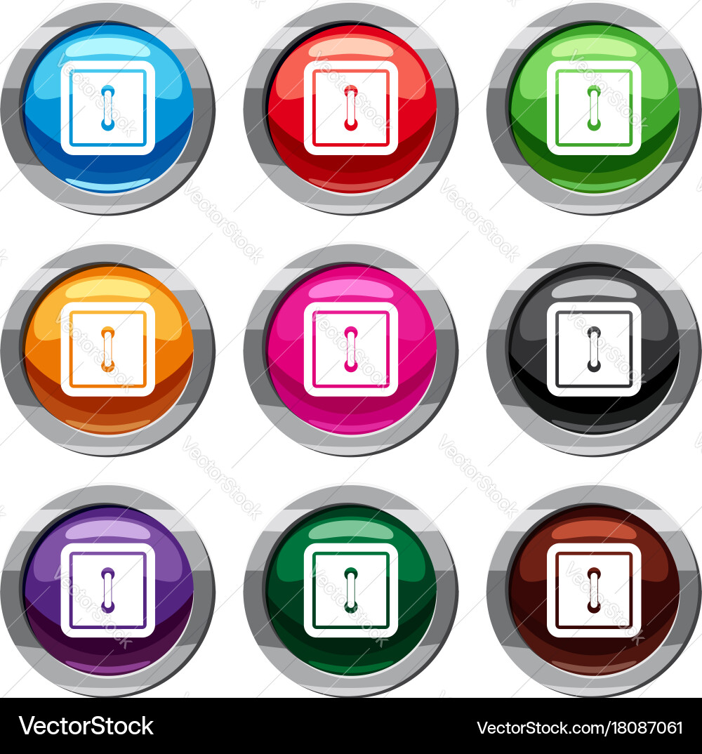 Sewn square button set 9 collection vector image