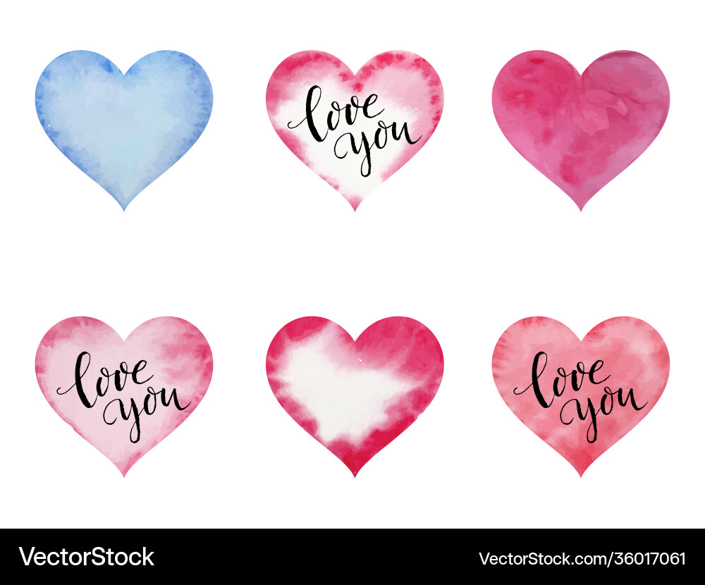 Watercolor hearts for st valentine s day Watercolor hearts for st valentine s day Vector Image