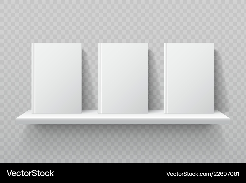 White Bookshelf with Textbooks vector image
