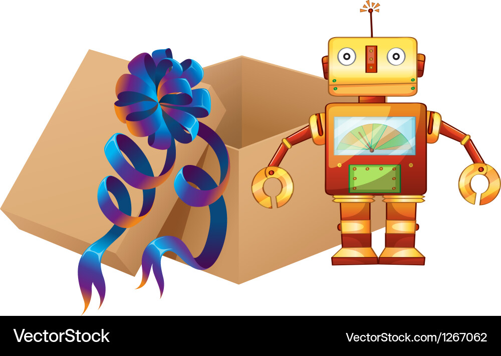 A robot and box vector image