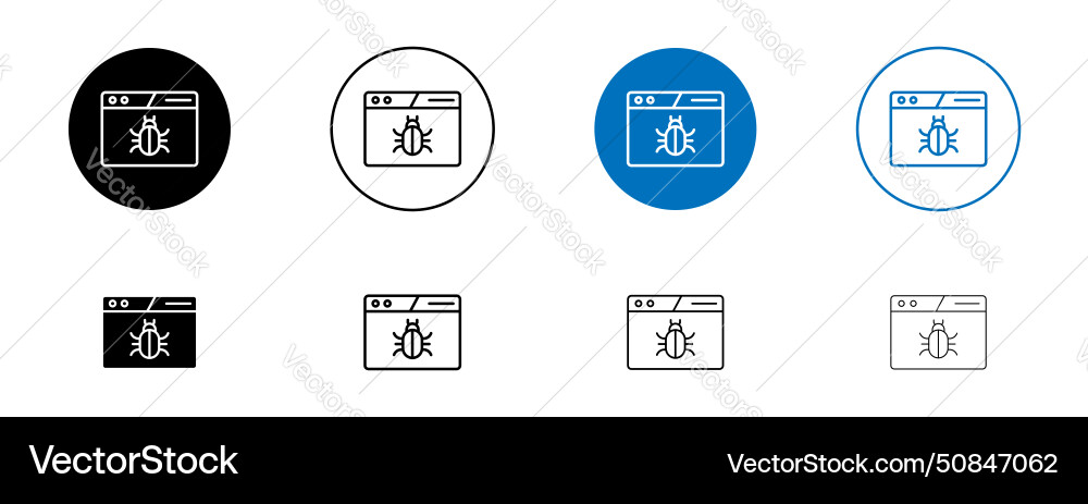 Bug icon set malware computer virus symbol vector image