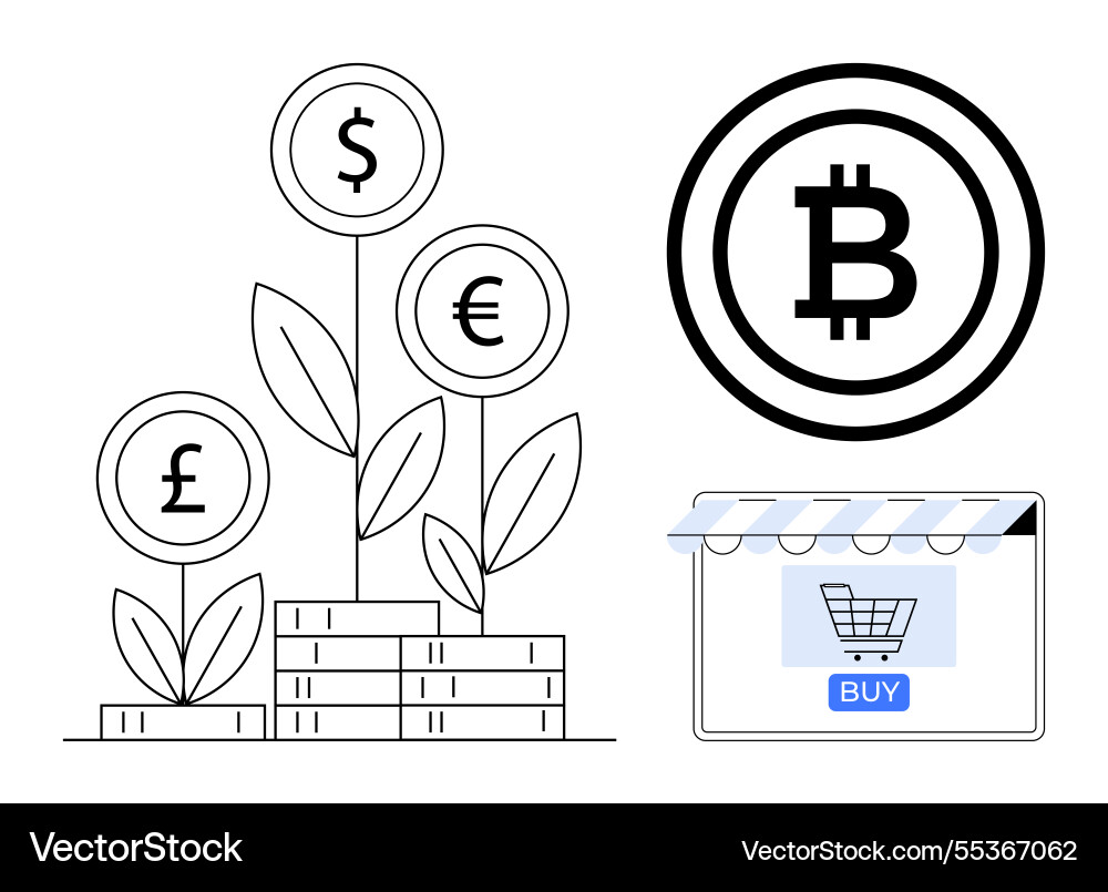 Digital and traditional currency representation Digital and traditional currency representation vector image