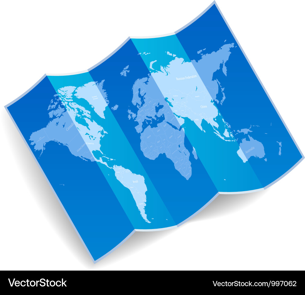 Folded World Map Royalty Free Vector Image - VectorStock