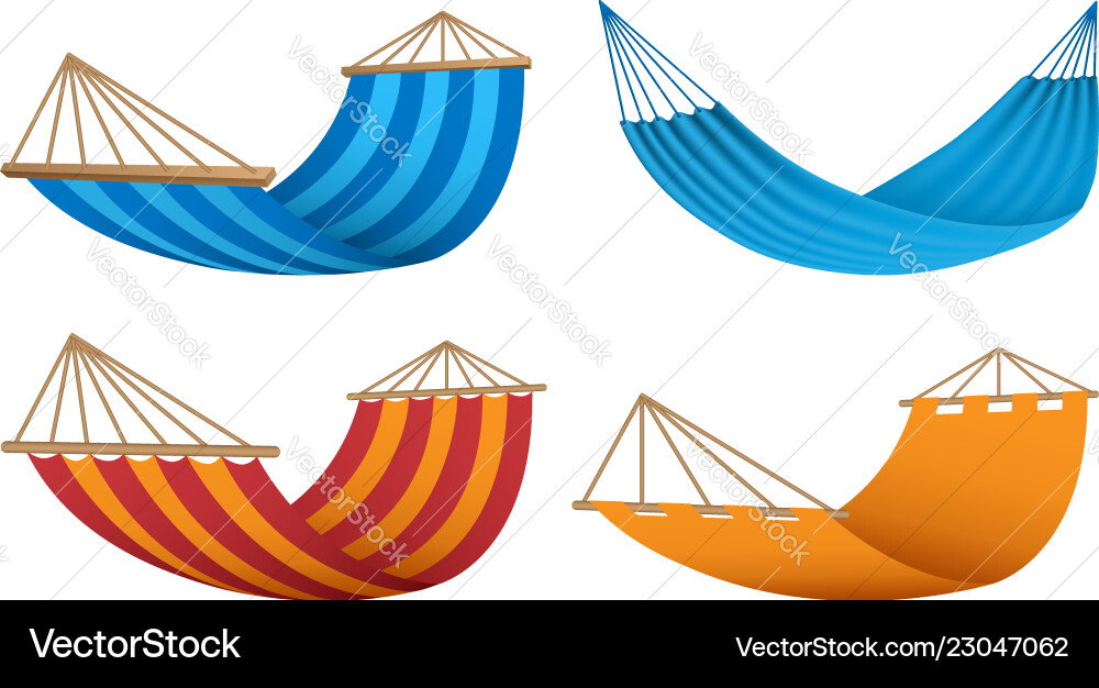 Hammock icon set realistic style Hammock icon set realistic style vector image