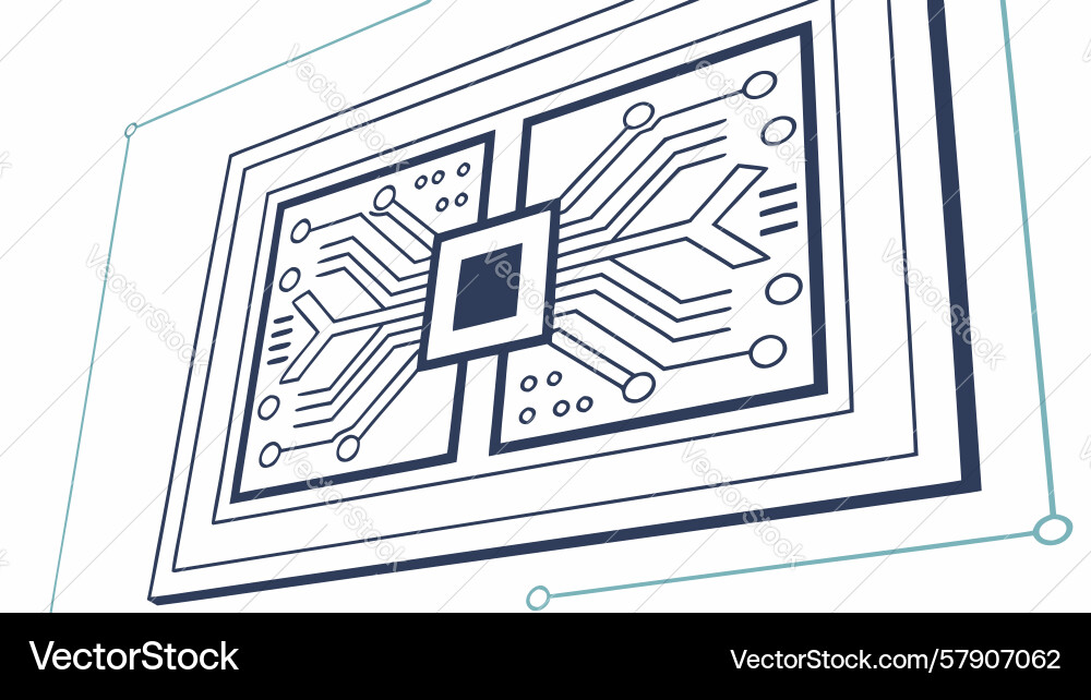 Large digital screen displaying circuit board Vector Image