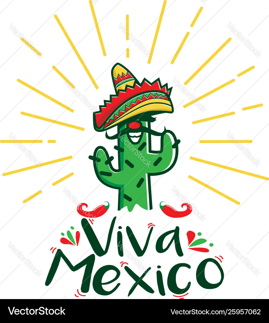 Viva mexico cactus charakter mit traditionell Viva mexico cactus charakter mit traditionell vektorbild