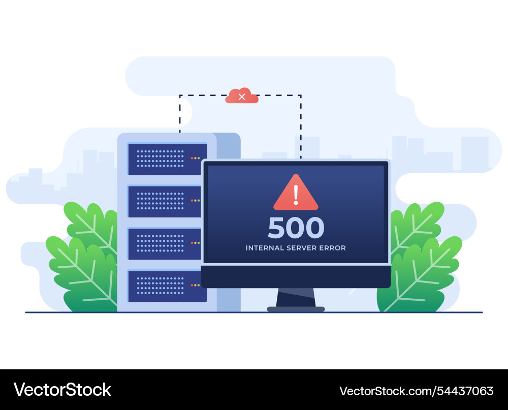 500 internal server error concept flat website Vector Image