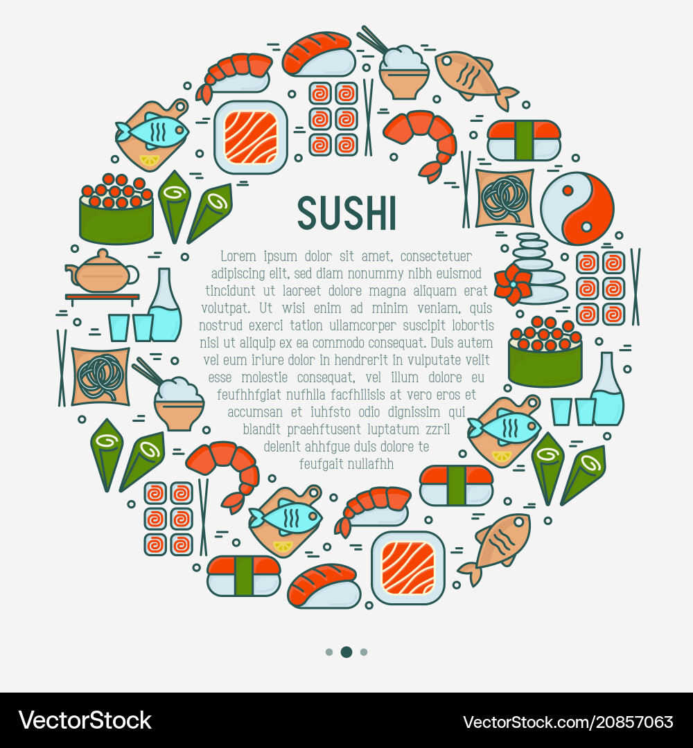 Japanese food concept in circle Japanese food concept in circle vector image