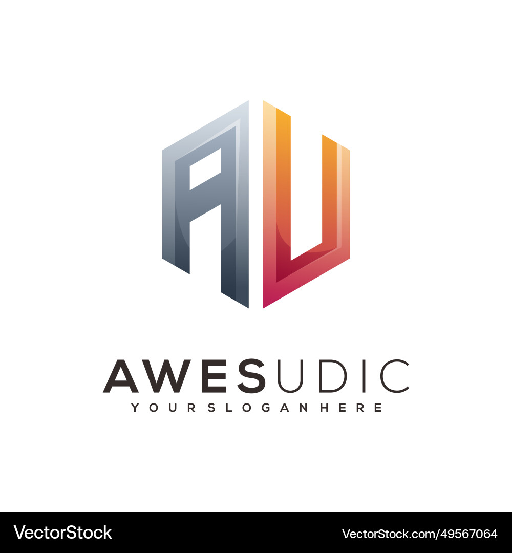 Au letter logo colorful abstract gradient Au letter logo colorful abstract gradient vector image