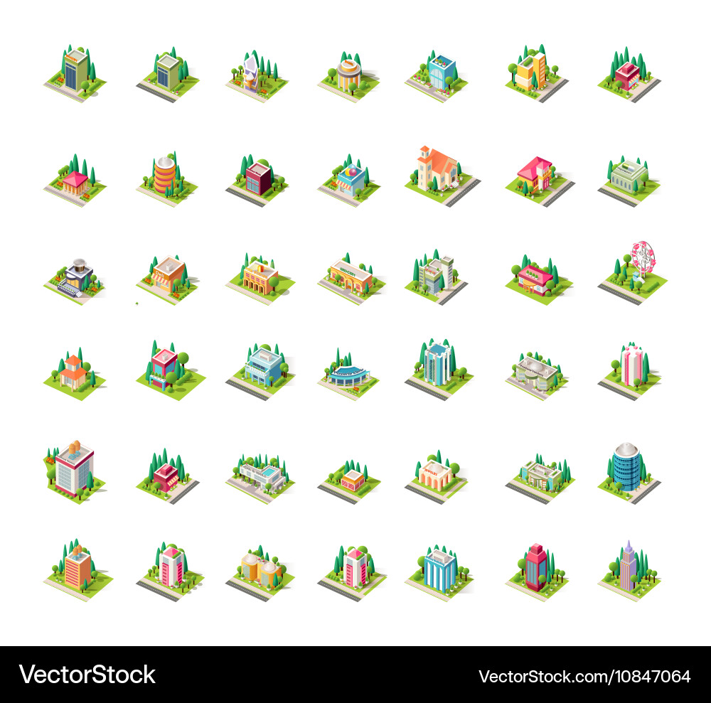 Big set isometrics building with arranged vector image