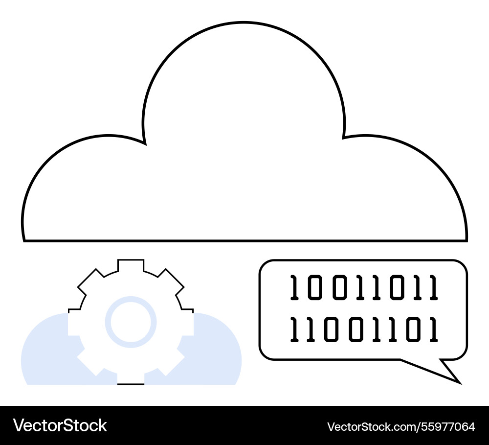 Cloud storage concept with binary data and gear vector image