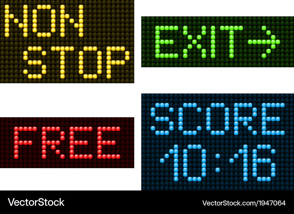 Digital Display Set - Stop, Exit, Free, Score vector image