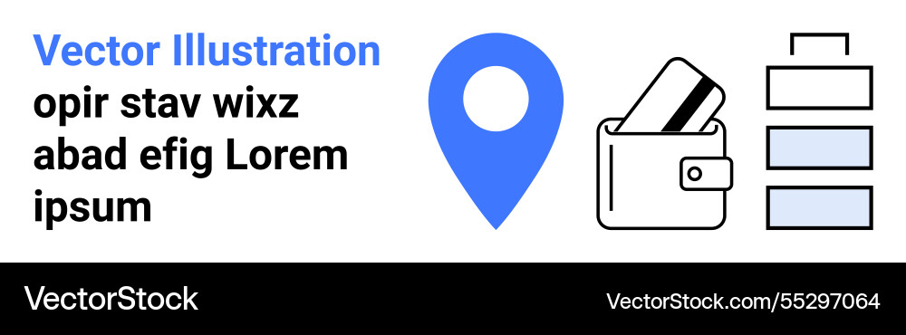 Geolocation pin wallet with cards and server Geolocation pin wallet with cards and server vector image