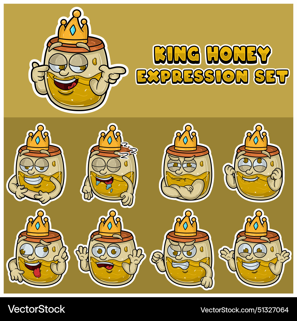Honey expression set mascot cartoon character Vector Image