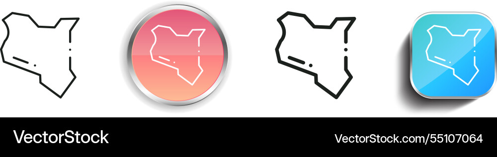 Kenya icon thin linear regular and button style vector image
