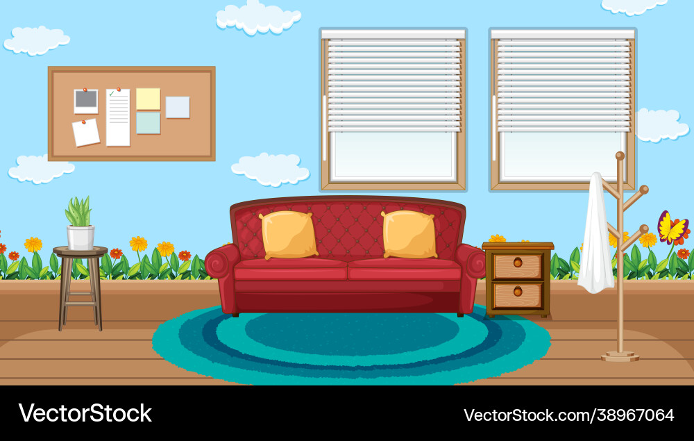 Living room interior design with furniture vector image