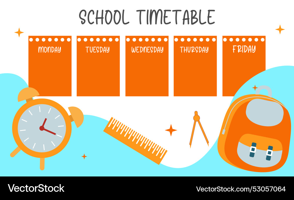 Homework Timetable Poster School timetable poster template Royalty Free Vector Image