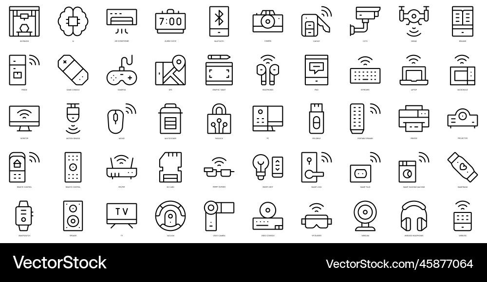 Set of thin line smart devices icons Vector Image