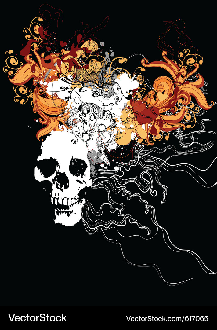 Abstract Skull with Vibrant Patterns Vector Image
