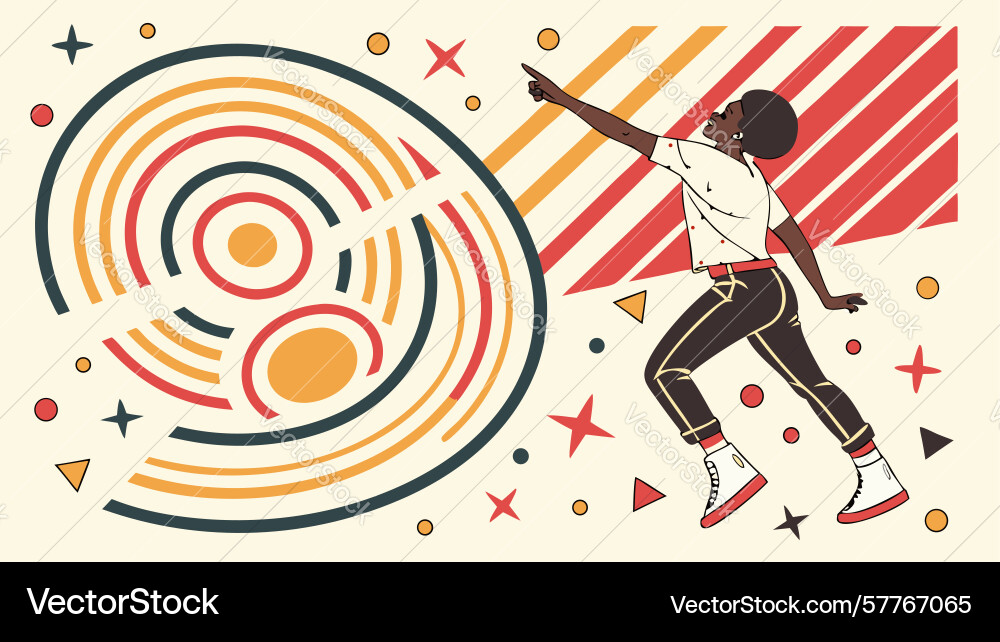 Athlete running with abstract dynamic lines Vector Image