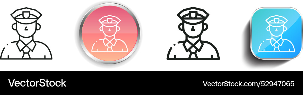 Cop icon thin linear regular and button style vector image