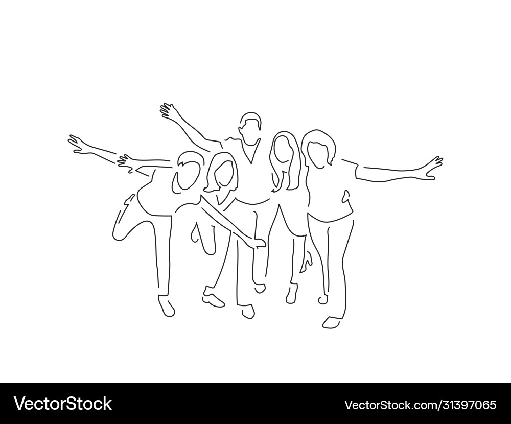 Group friends line drawing Group friends line drawing vector image