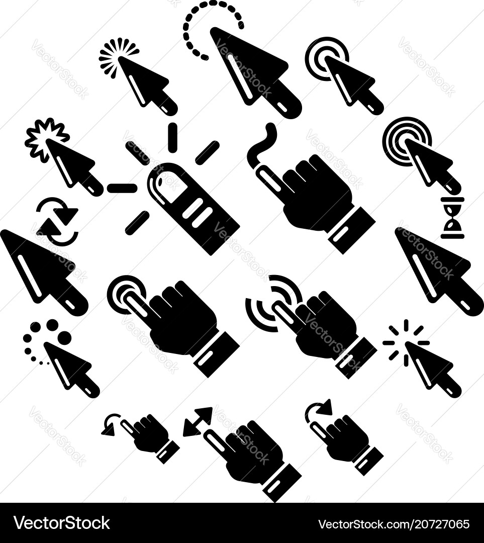 Hand click icons set simple style Hand click icons set simple style Vector Image