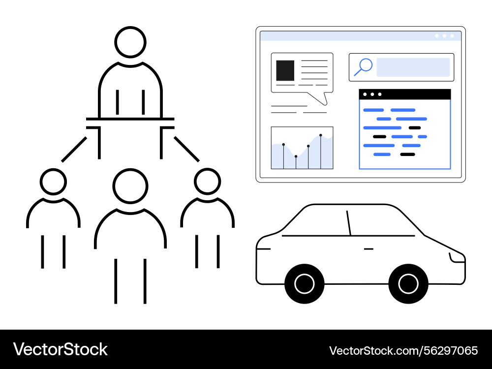 Hierarchical team structure web analytics vector image
