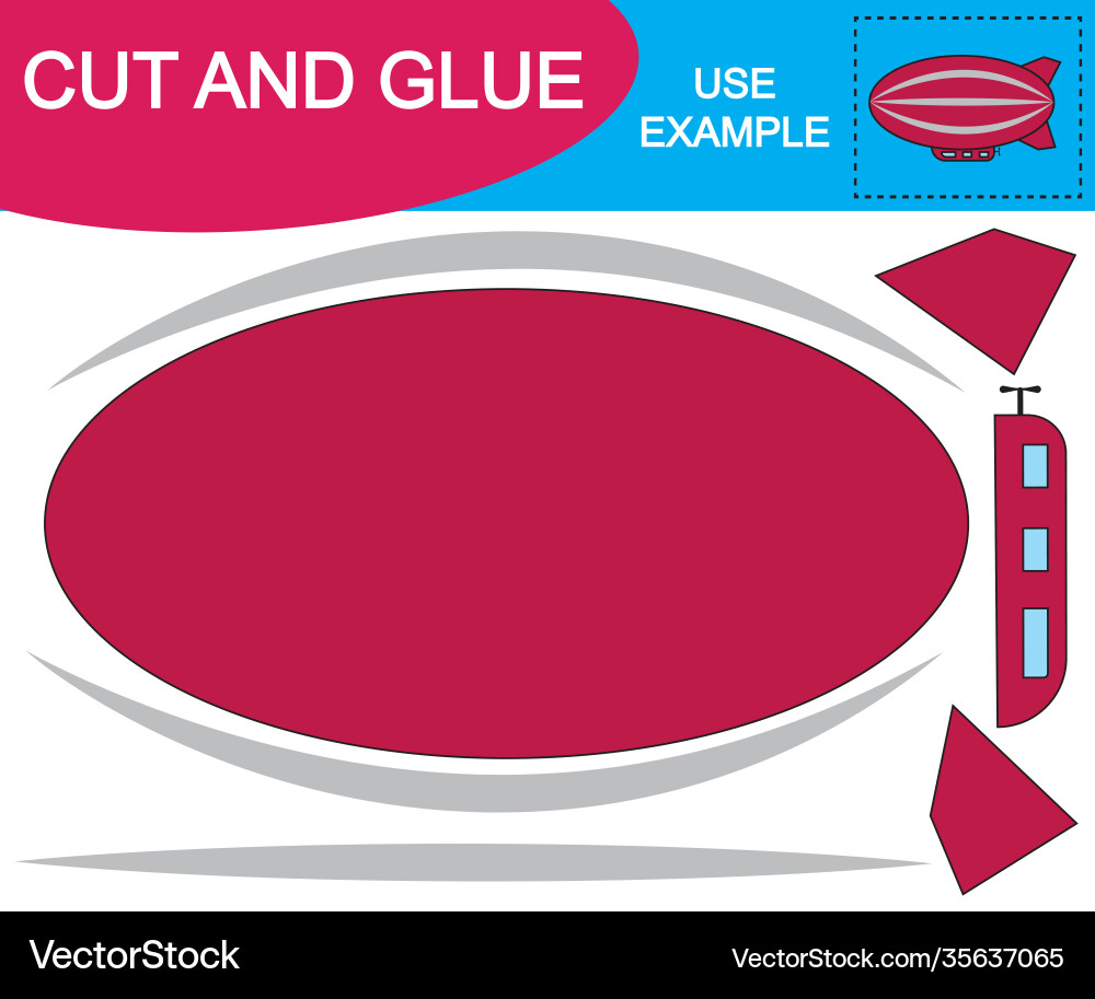 Mage dirigible air transport cut and glue Mage dirigible air transport cut and glue vector image