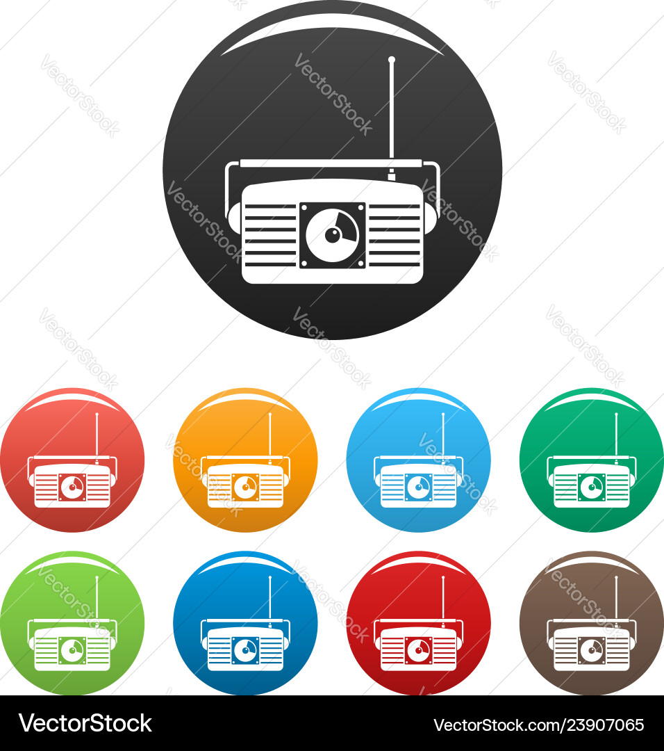 Radio receiver icons set color Radio receiver icons set color vector image