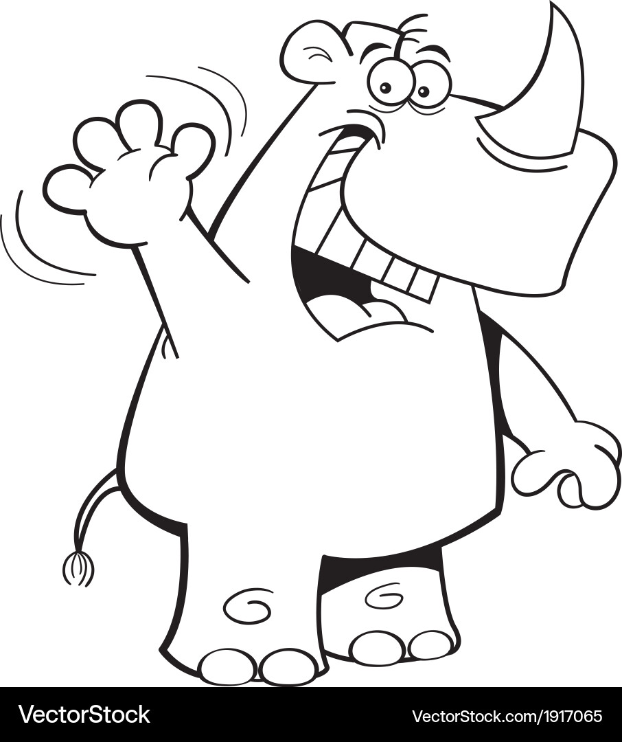 Smiling Rhino Waving vector image