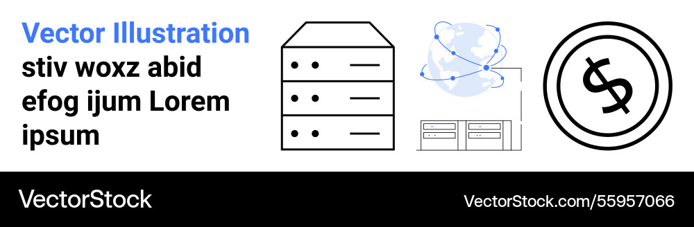 Data servers global connectivity and finance Vector Image