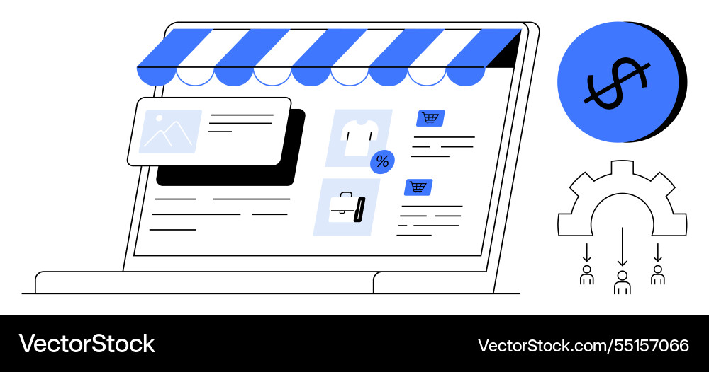 E-commerce website interface with shopping cart E-commerce website interface with shopping cart vector image