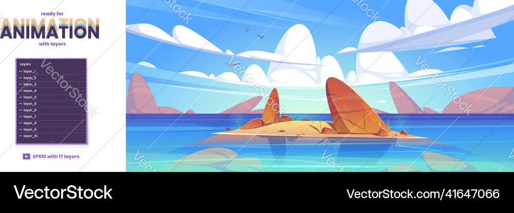 Ocean Parallax Background - Calm Seascapes vector image