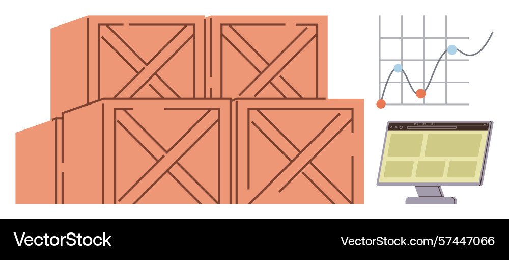 Warehouse inventory management with stacked crates Warehouse inventory management with stacked crates vector image