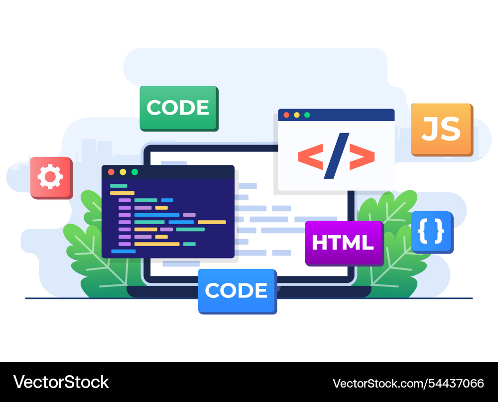 Web development concept flat template design Web development concept flat template design vector image