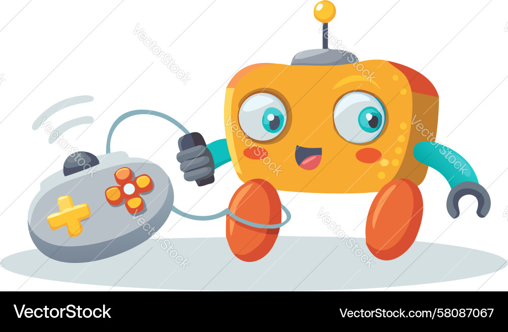 Cute Robot with Screen & Controller Vector Image