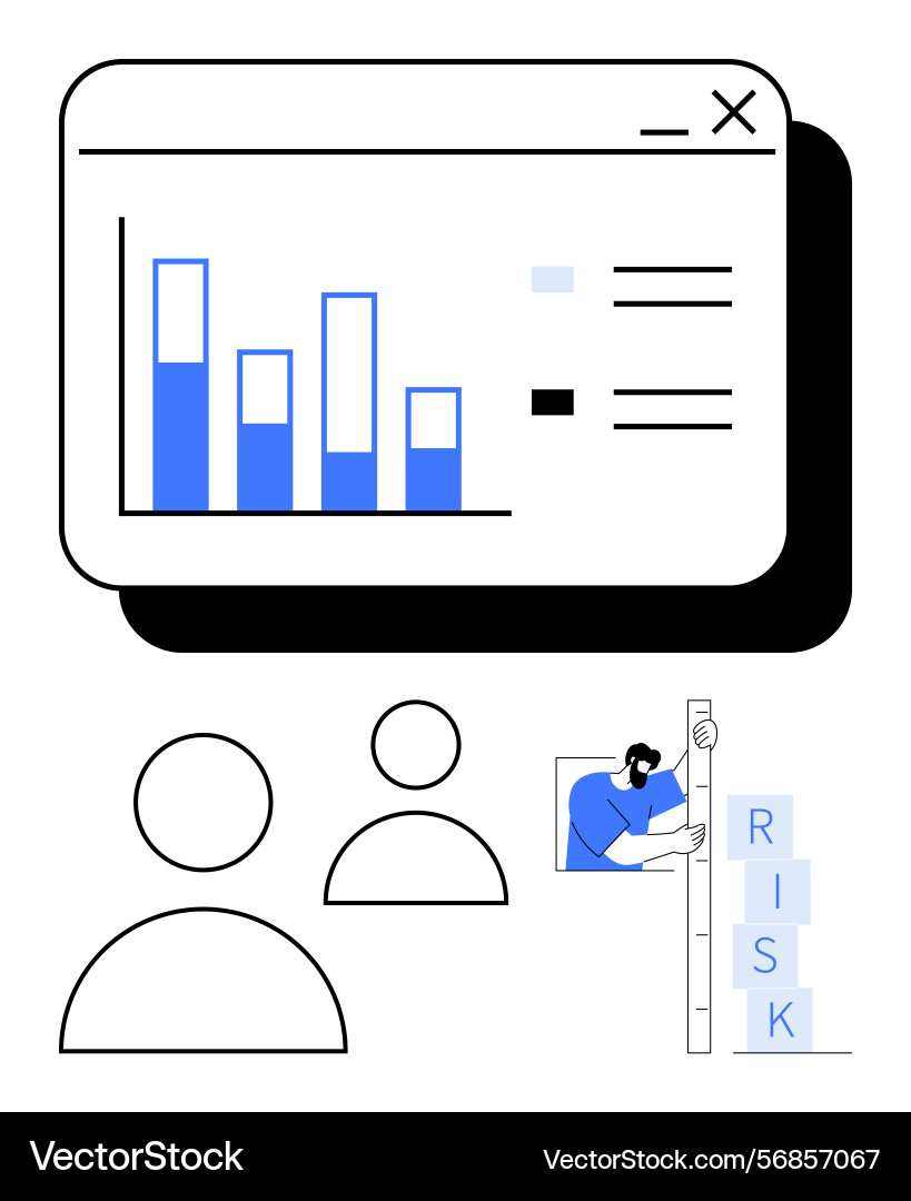 Data analysis with bar chart and risk concept Data analysis with bar chart and risk concept vector image