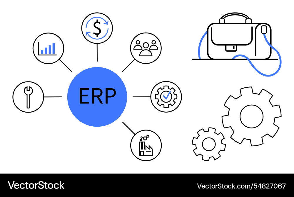 Erp system integration with business tools Erp system integration with business tools vector image
