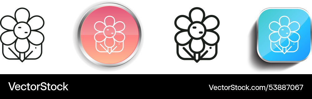 Flower icon thin linear regular and button style Flower icon thin linear regular and button style vector image
