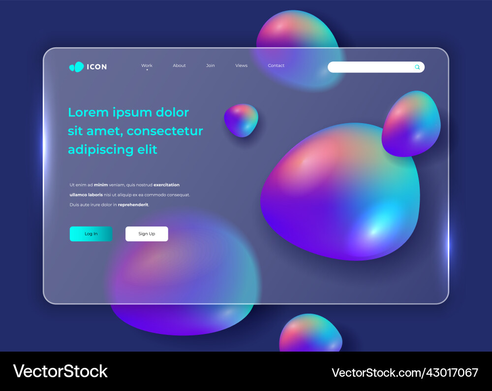 Glass morphism style template web abstract shapes Vector Image