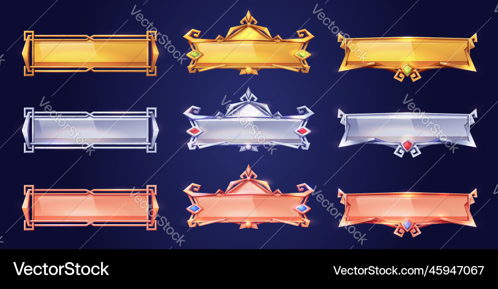Medieval game button isolated fantasy interface Medieval game button isolated fantasy interface vector image