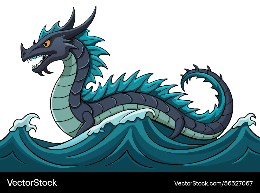 Mythical sea dragon with sharp spikes on its back Vector Image